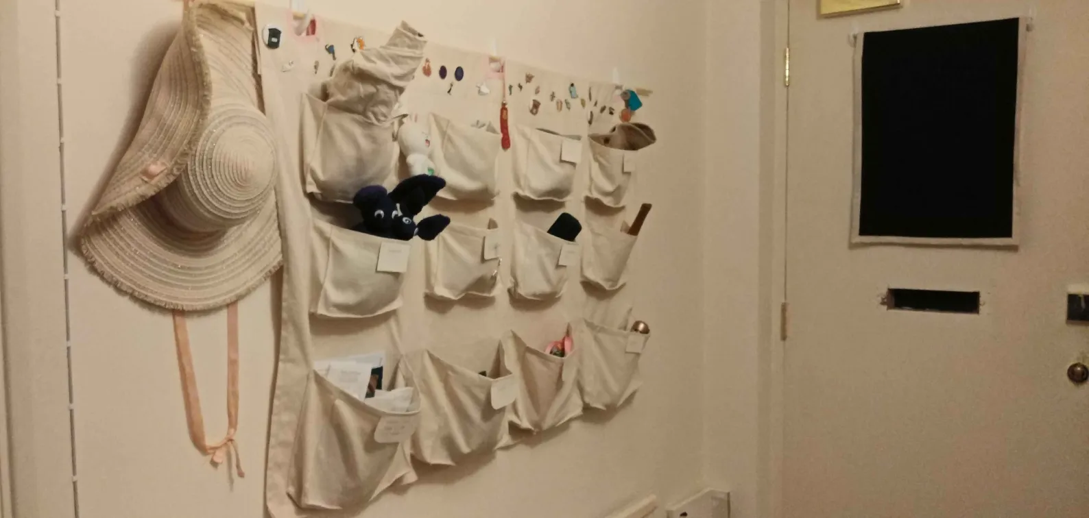 A storage solution I sewed for myself. And bonus knitted bats in one of the pockets.